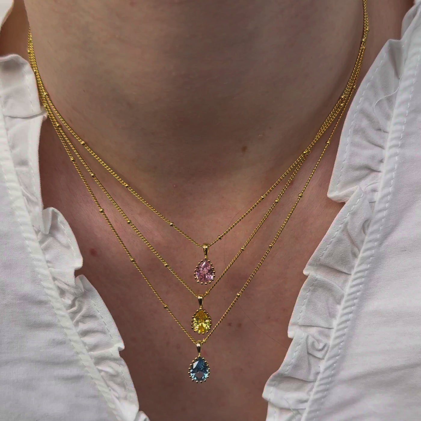 Dezember Blauer Topas Geburtsstein Halskette Sterlingsilber