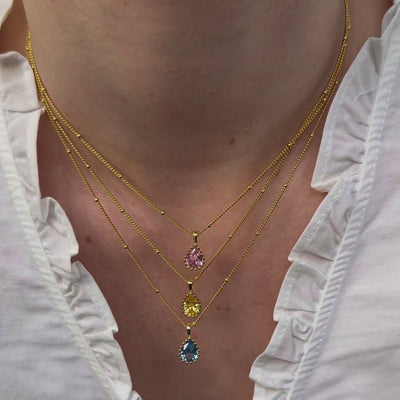 Dezember Blauer Topas Geburtsstein Halskette Sterlingsilber