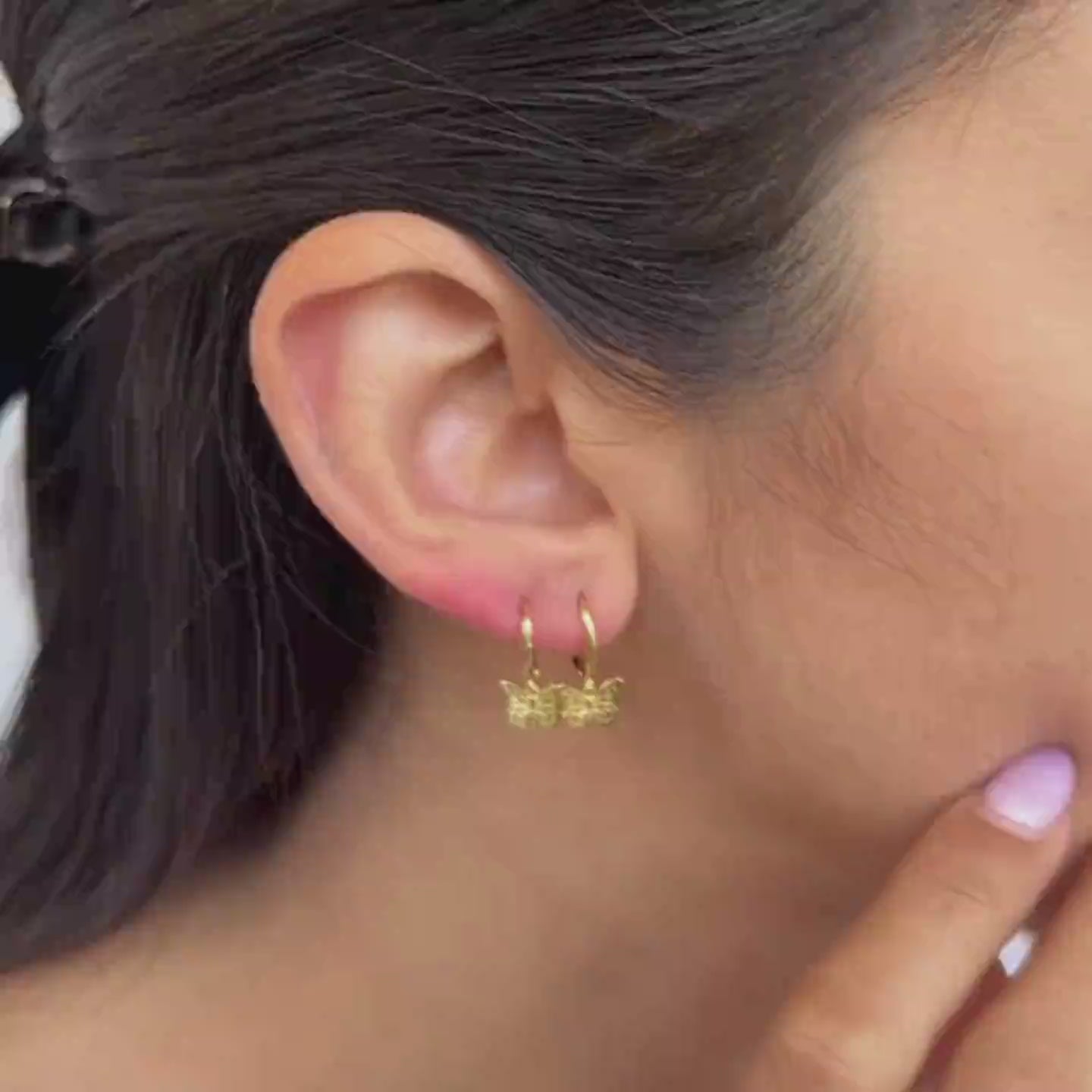 Schmetterling Huggie Ohrringe Sterlingsilber in Gold