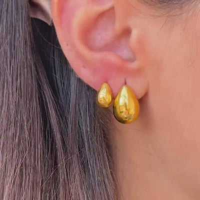 Boucles d'Oreilles Créoles Moyennes Dome Acier Inoxydable