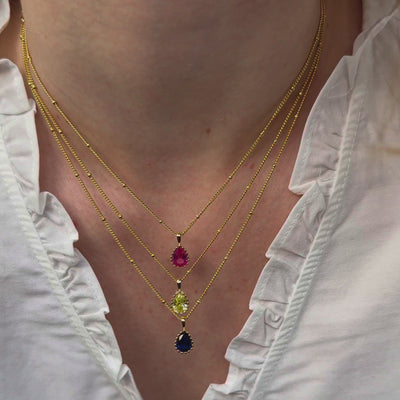 Collar Birthstone Julio Rubí Plata de Ley 925
