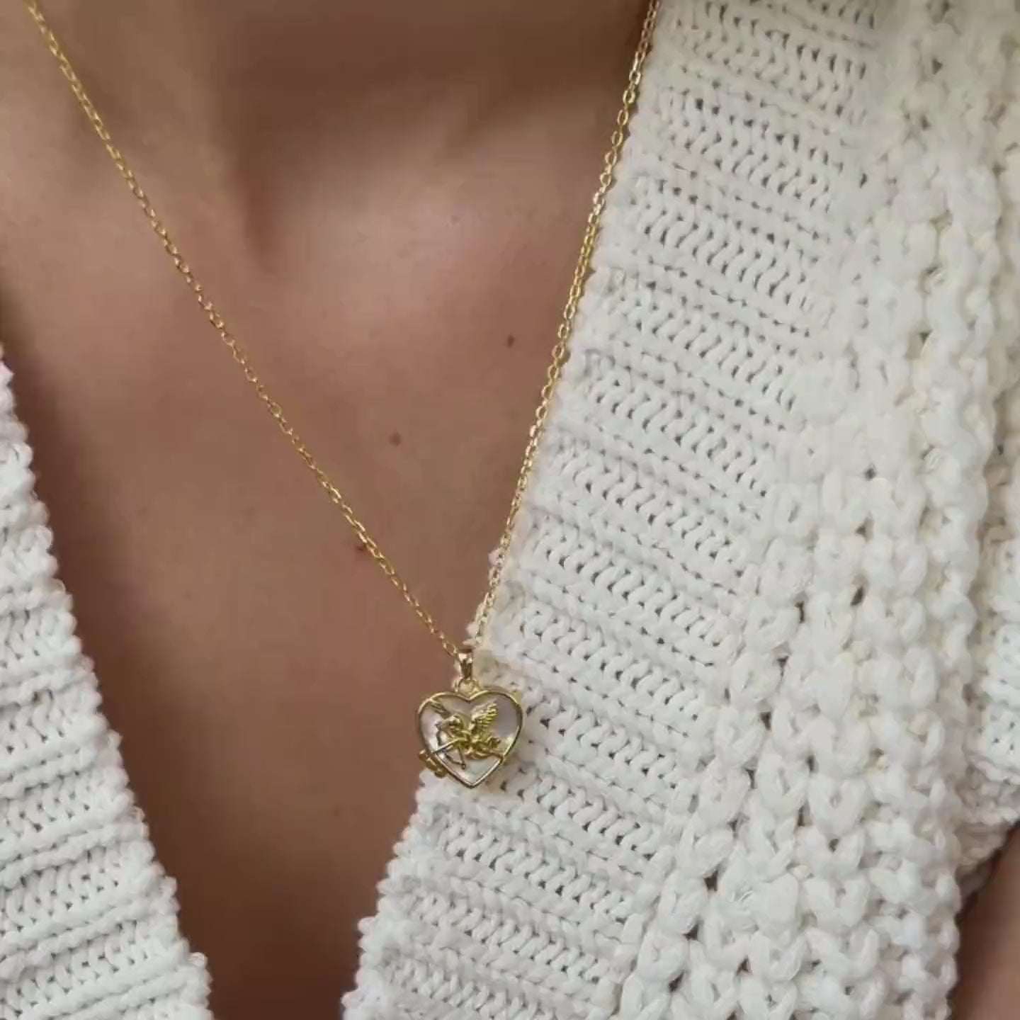 Cupid Heart Locket Necklace Sterling Silver