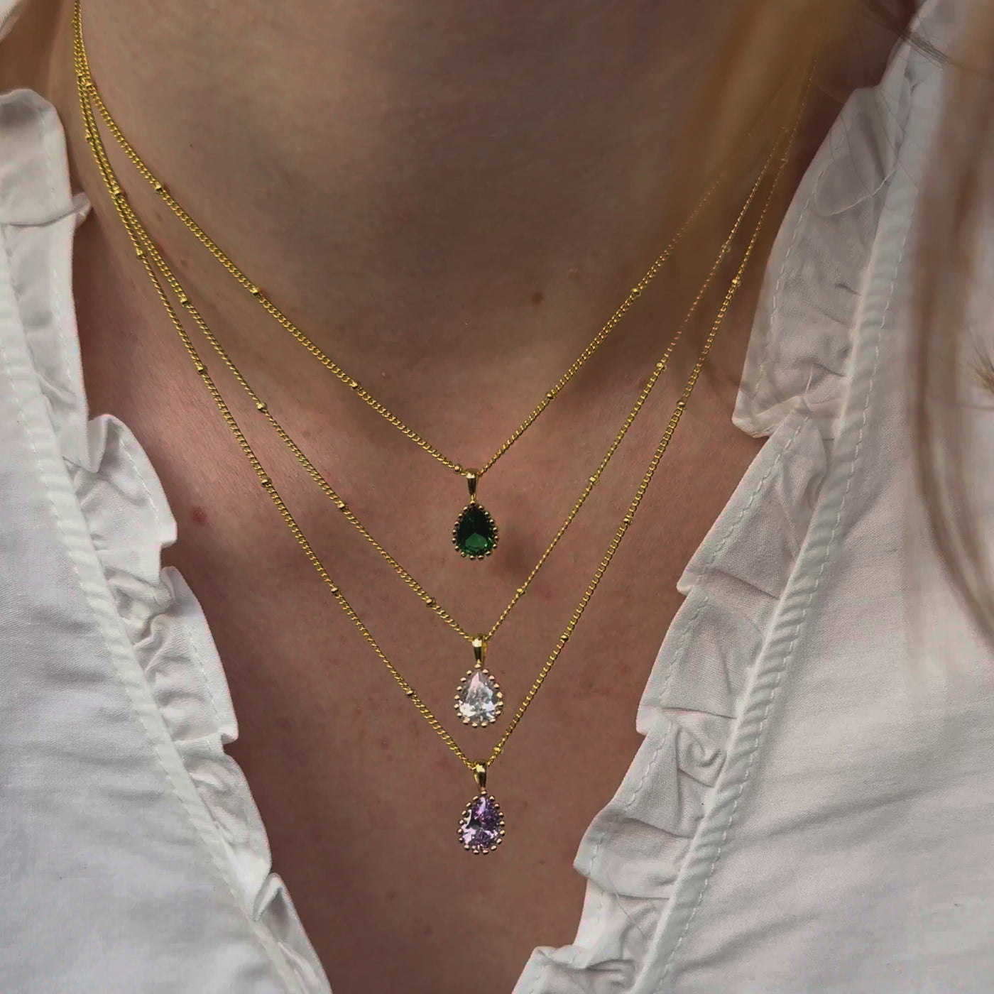 May Emerald Birthstone Necklace Sterling Silver