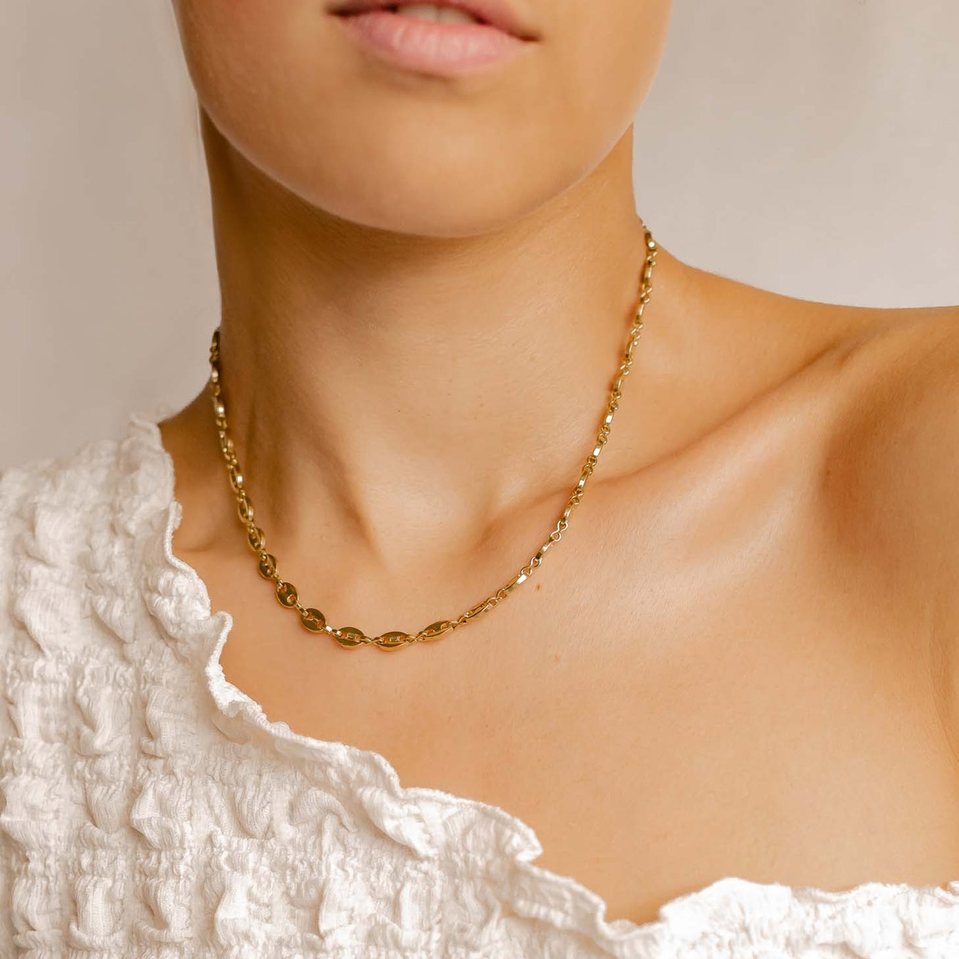 Puffed Mariner Chain Necklace Gold