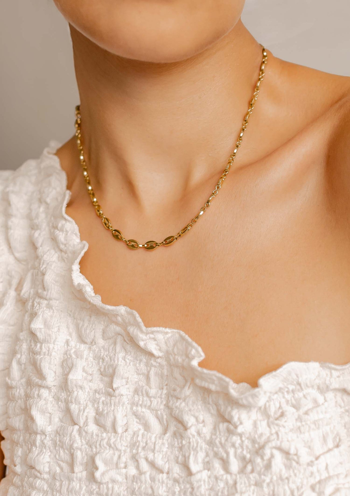 Puffed Mariner Chain Necklace Gold