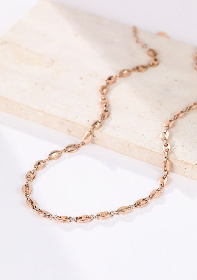 Puffed Mariner Chain Necklace Rose Gold