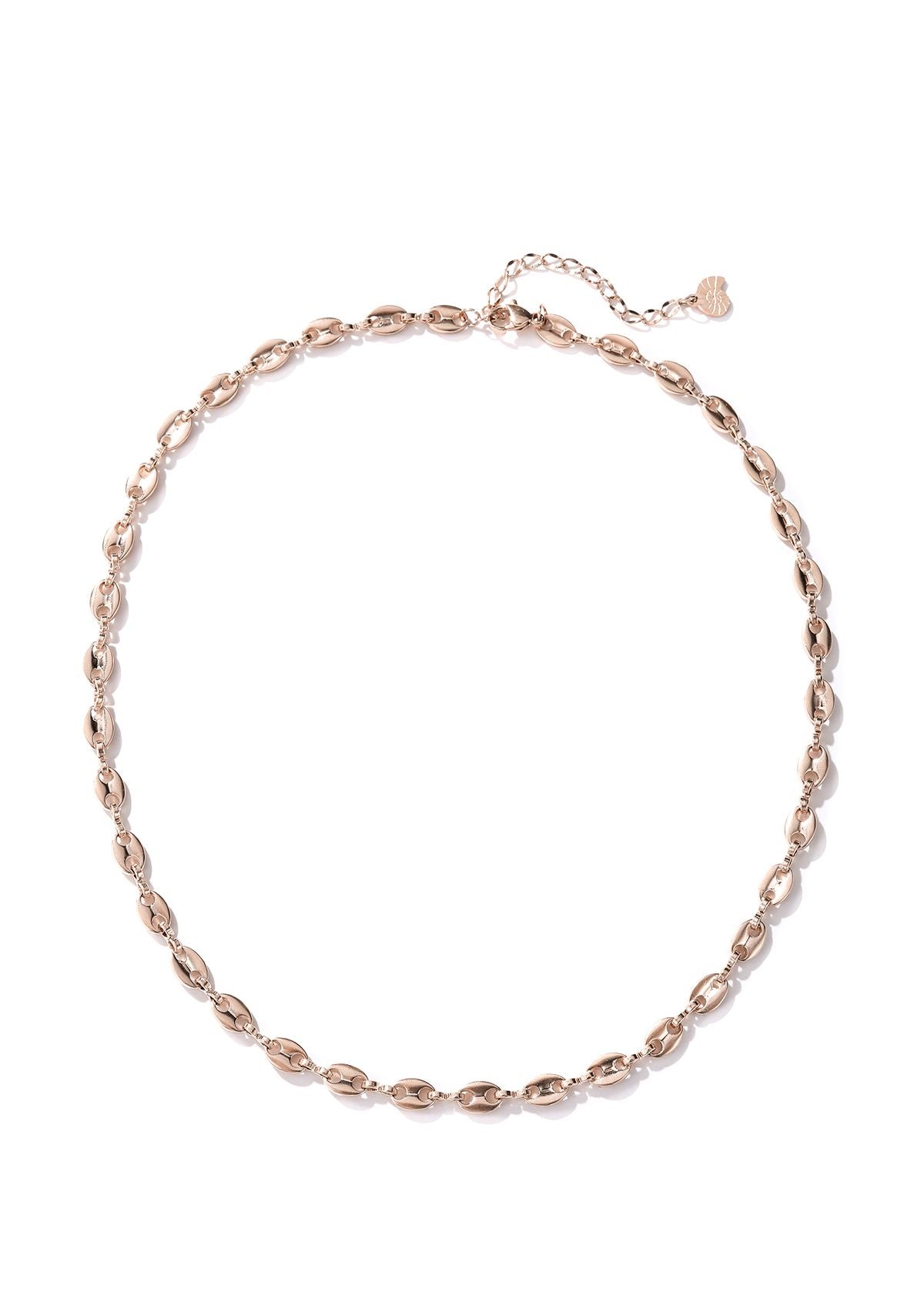 Puffed Mariner Chain Necklace Rose Gold
