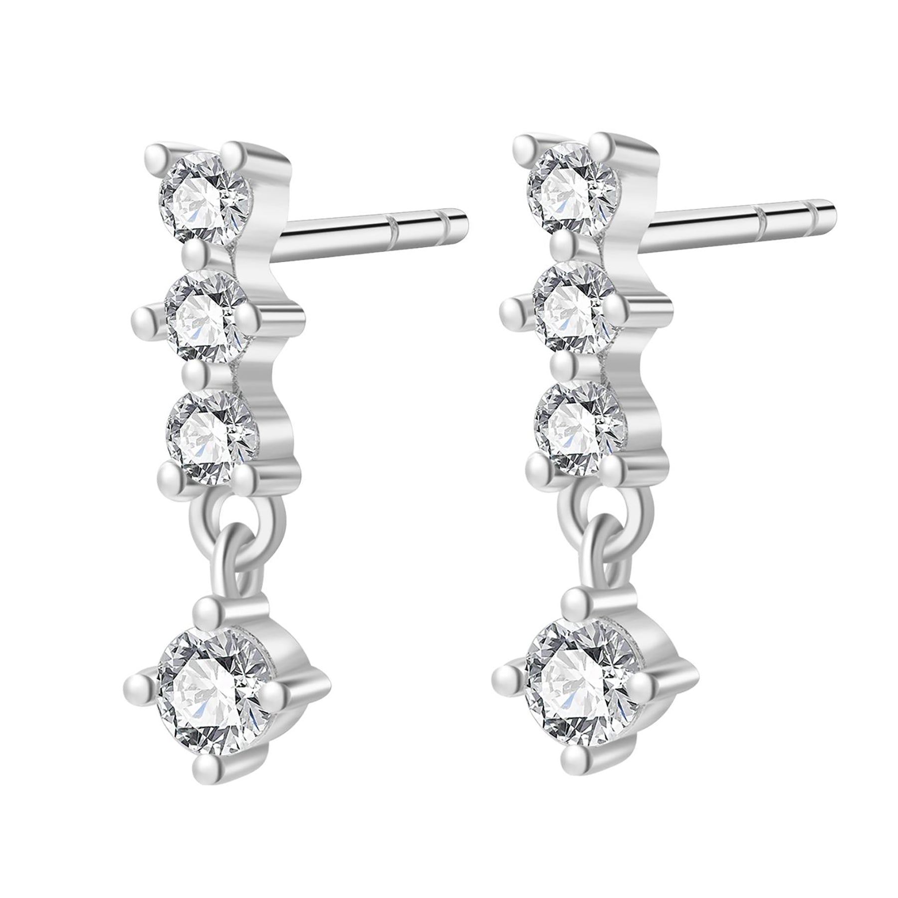 Zirkonia Quartett Ohrringe Hängend Silber 925