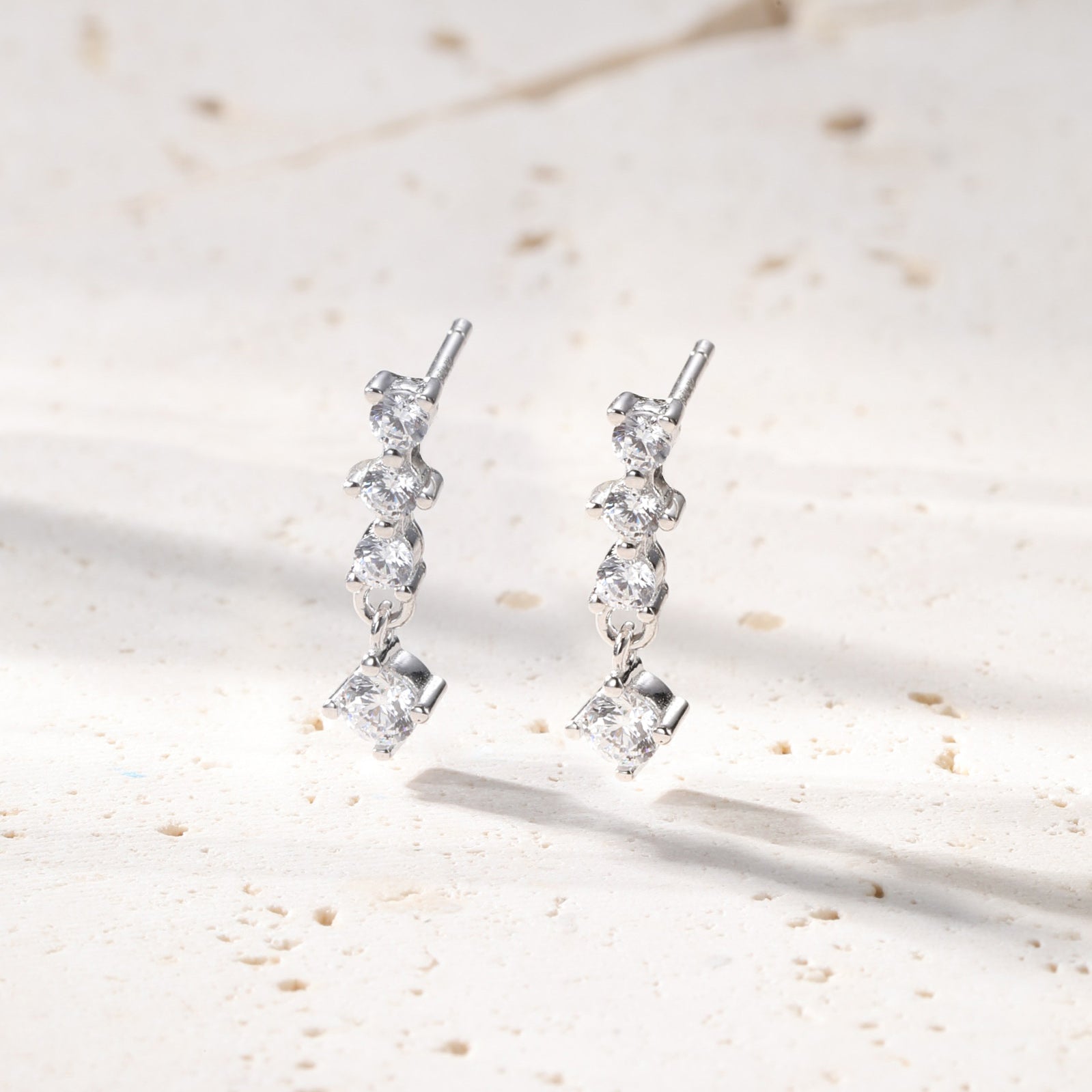 Zirkonia Quartett Ohrringe Hängend Silber 925