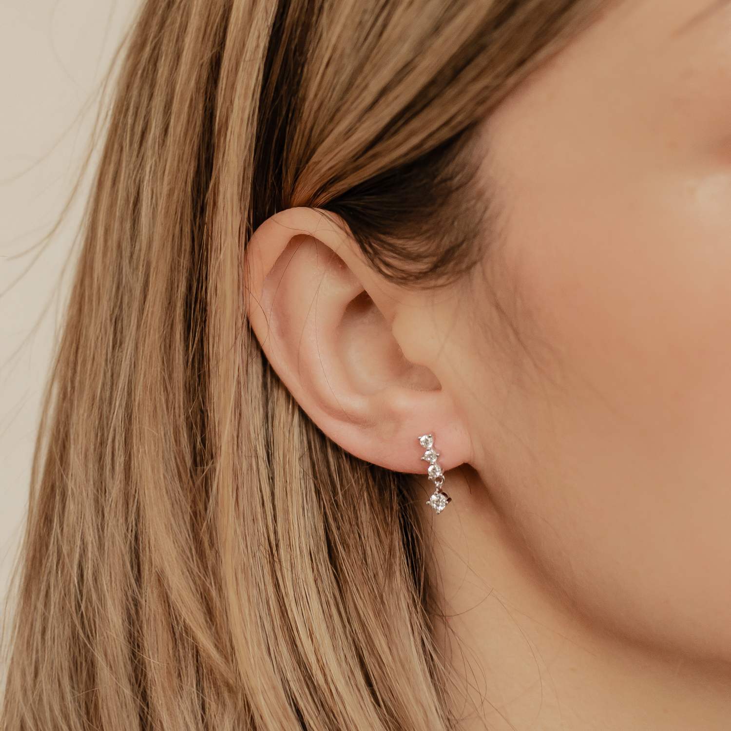 Zirkonia Quartett Ohrringe Hängend Silber 925