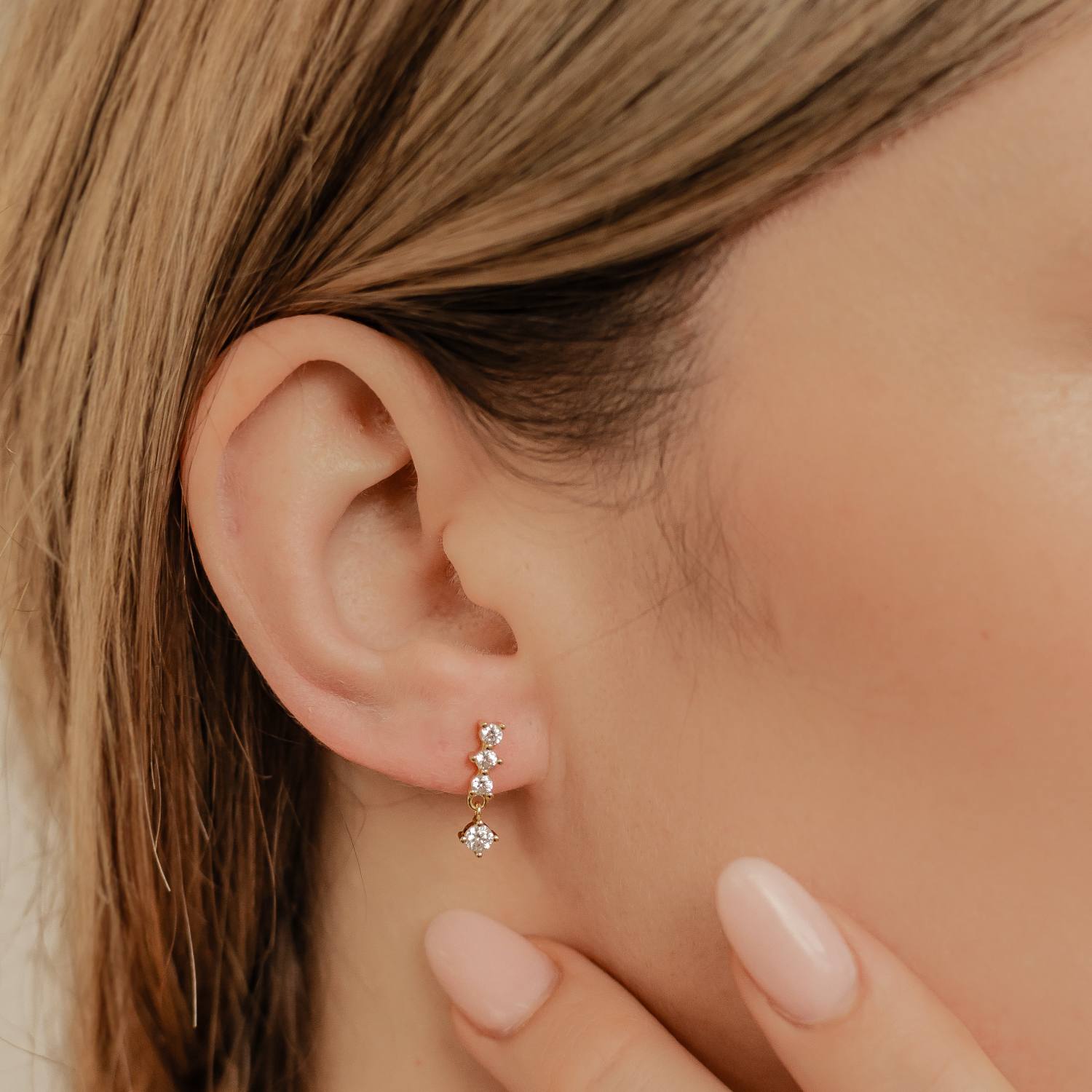 Zirkonia Quartett Ohrringe Hängend Silber 925