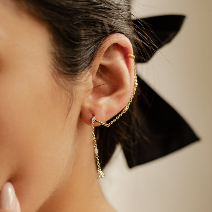 Radiant Double Ear Cuff Sterling Silver Gold