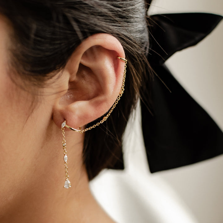 Radiant Double Ear Cuff Sterling Silver Gold