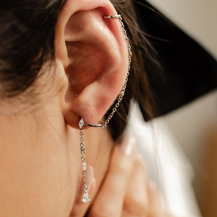 Radiant Double Ear Cuff Sterling Silver Gold