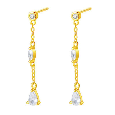 Radiant Drop Earrings Sterling Silver Gold