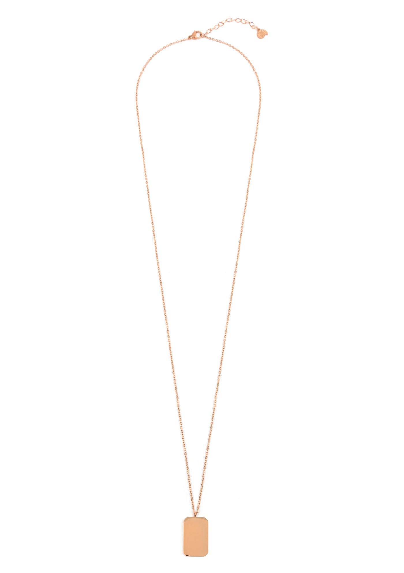 Collier Longue Pendentif Rectangle Or Rose