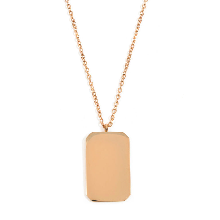 14K Gold Filled Engraved Large Rectangle Necklace – Initial Obsession