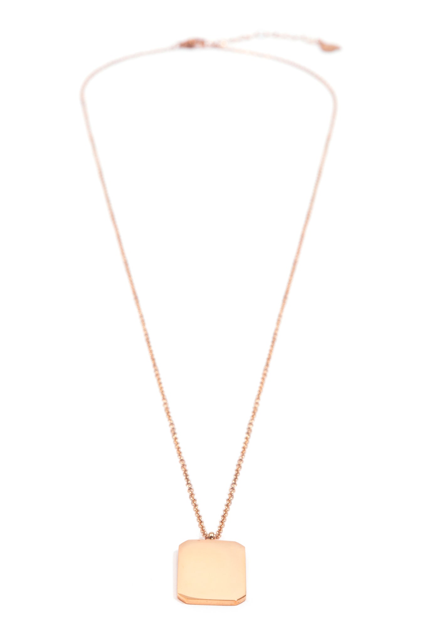 Collier Longue Pendentif Rectangle Or Rose