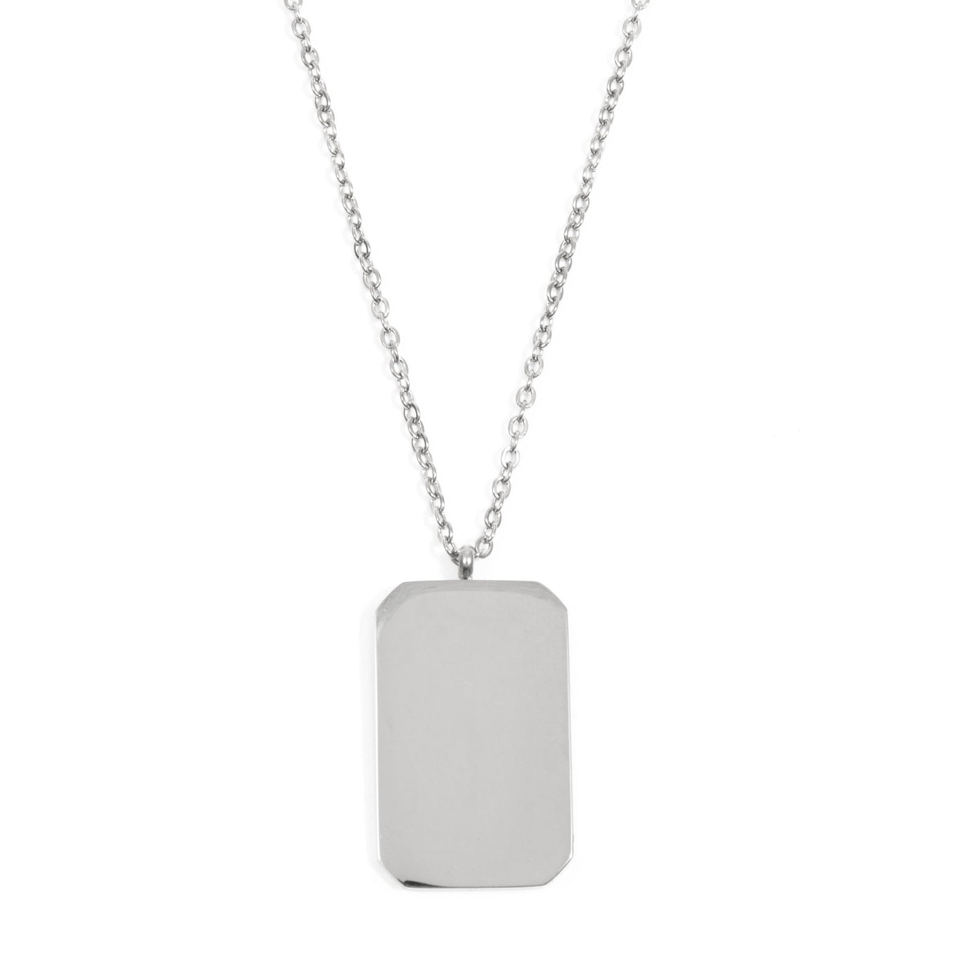 Collier Longue Pendentif Rectangle en Argent