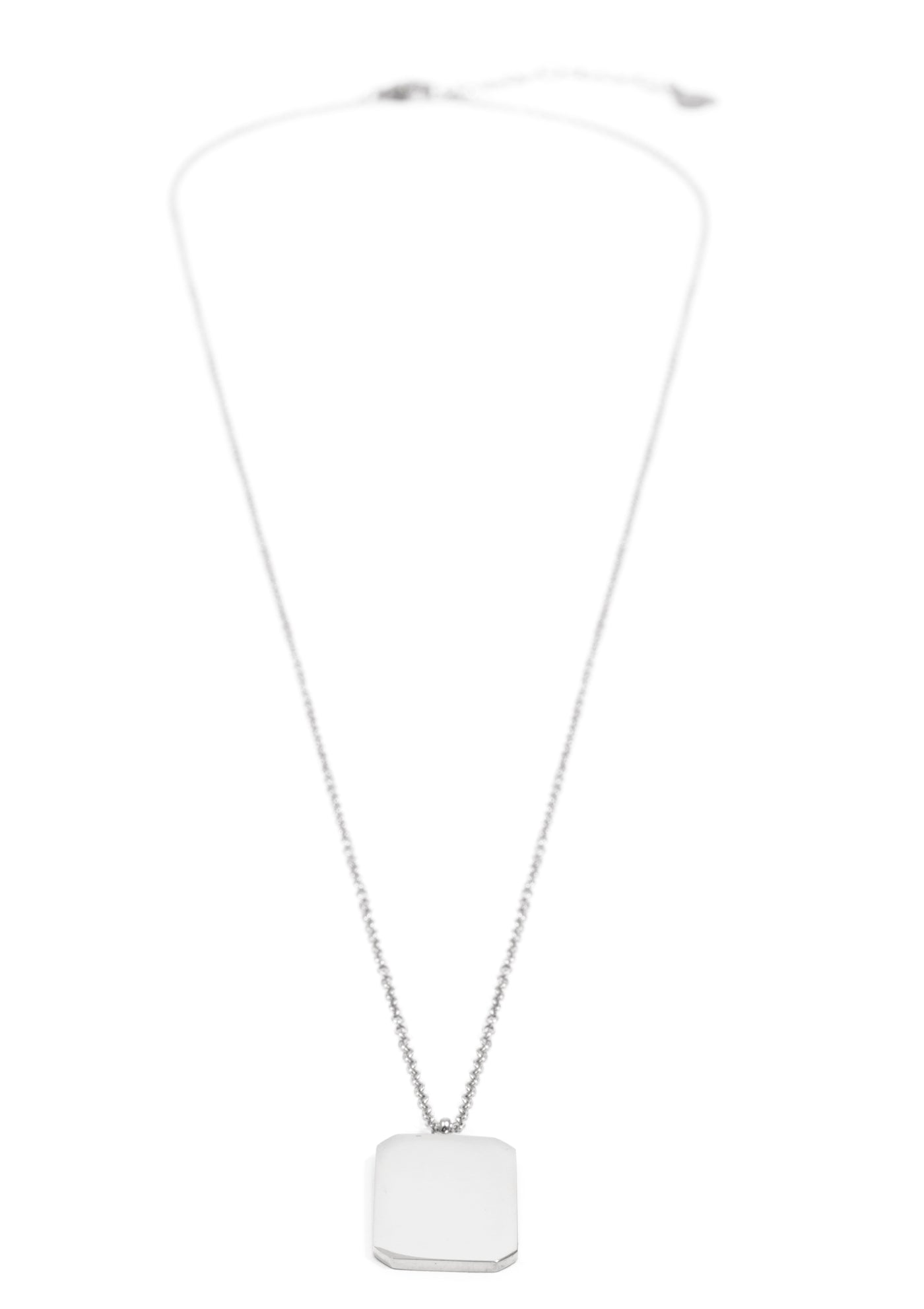 Collier Longue Pendentif Rectangle en Argent