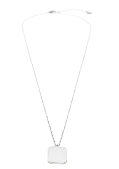 Collier Longue Pendentif Rectangle en Argent