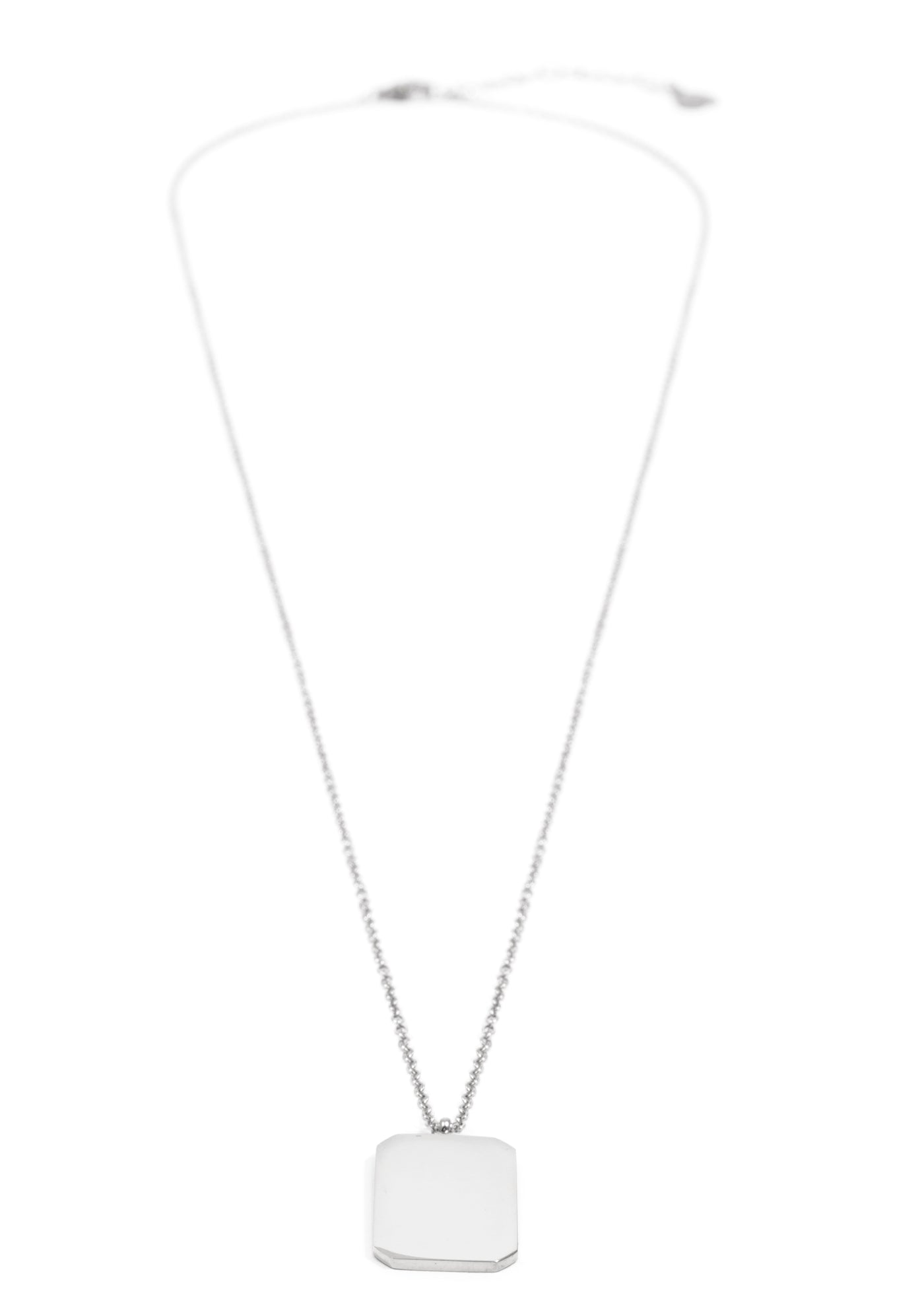 Rectangle Pendant Long Necklace Silver