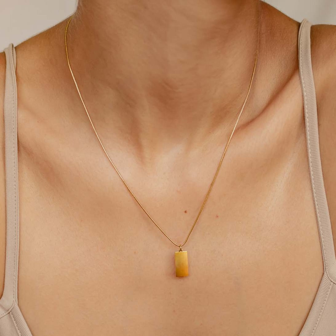 Rectangle Pendant Necklace Gold – Hey Happiness