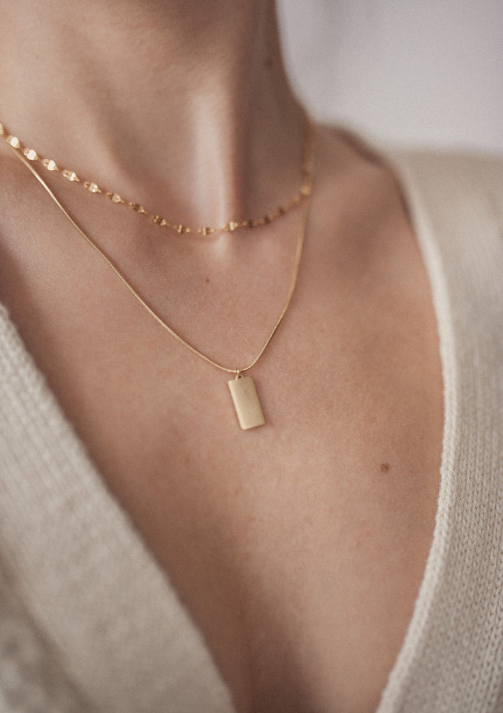 Kette Viereck Anhänger Gold