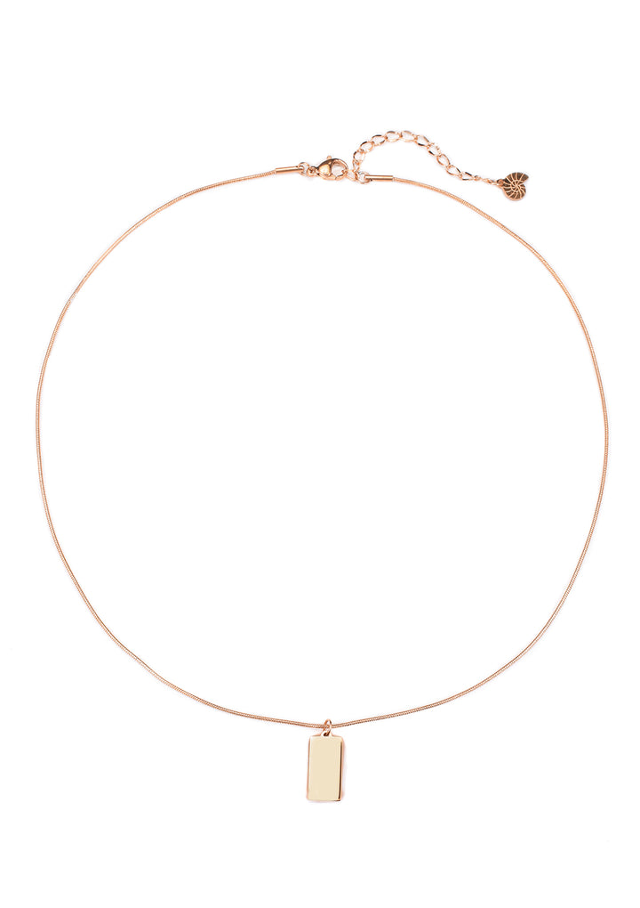 Collar de Colgante Rectangular en Oro Rosa