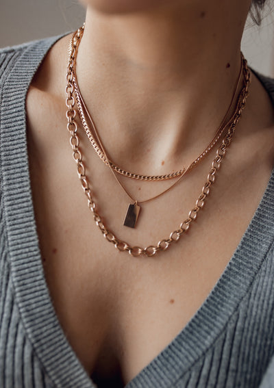 Kette Viereck Anhänger Rosegold