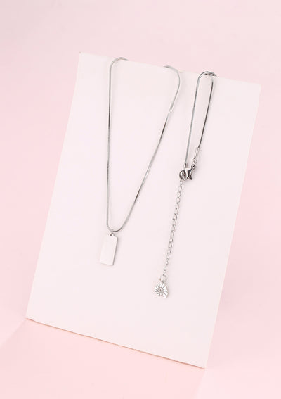 Collier Pendentif Rectangle en Argent