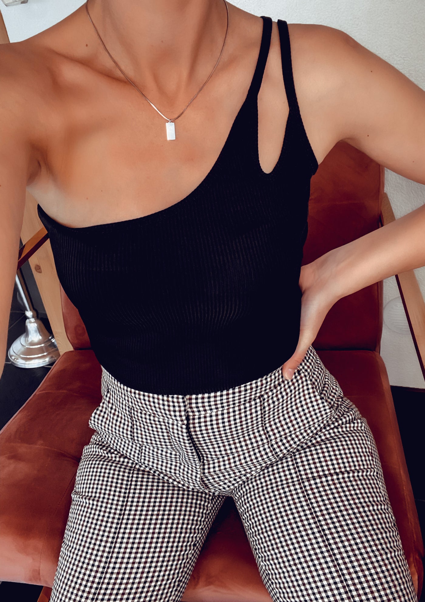 Collier Pendentif Rectangle en Argent