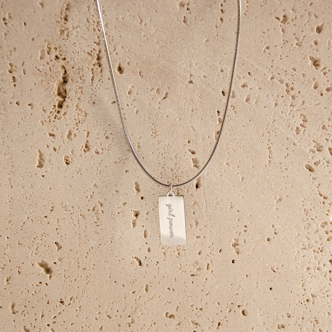 Collier Pendentif Rectangle en Argent