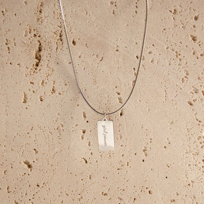 Collier Pendentif Rectangle en Argent