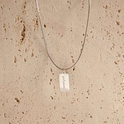 Rectangle Pendant Necklace Silver