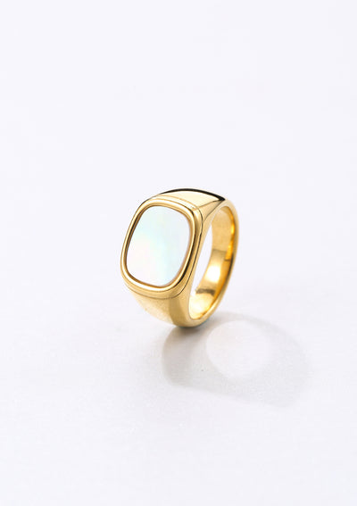 Chevalier Ring Coquille Rectangle en Or