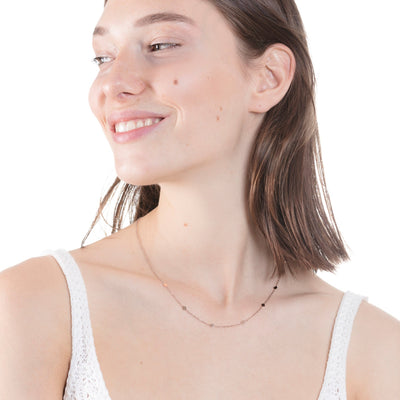 Collar Delicado de Dije Rombo en Oro Rosa