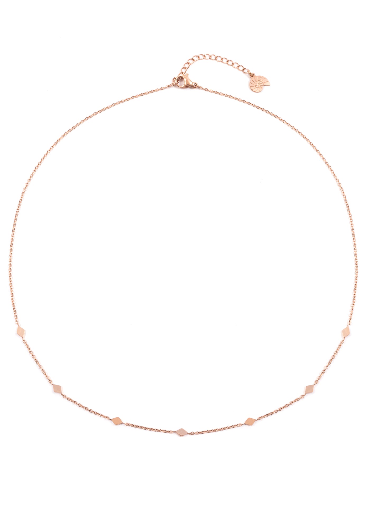 Collar Delicado de Dije Rombo en Oro Rosa