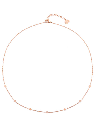 Collar Delicado de Dije Rombo en Oro Rosa