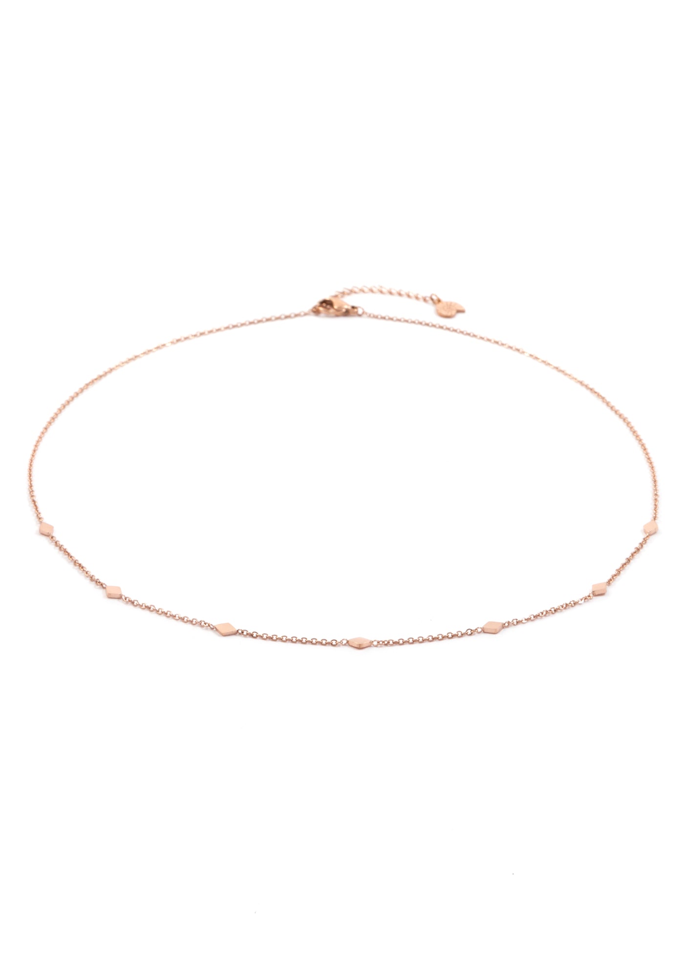 Collar Delicado de Dije Rombo en Oro Rosa
