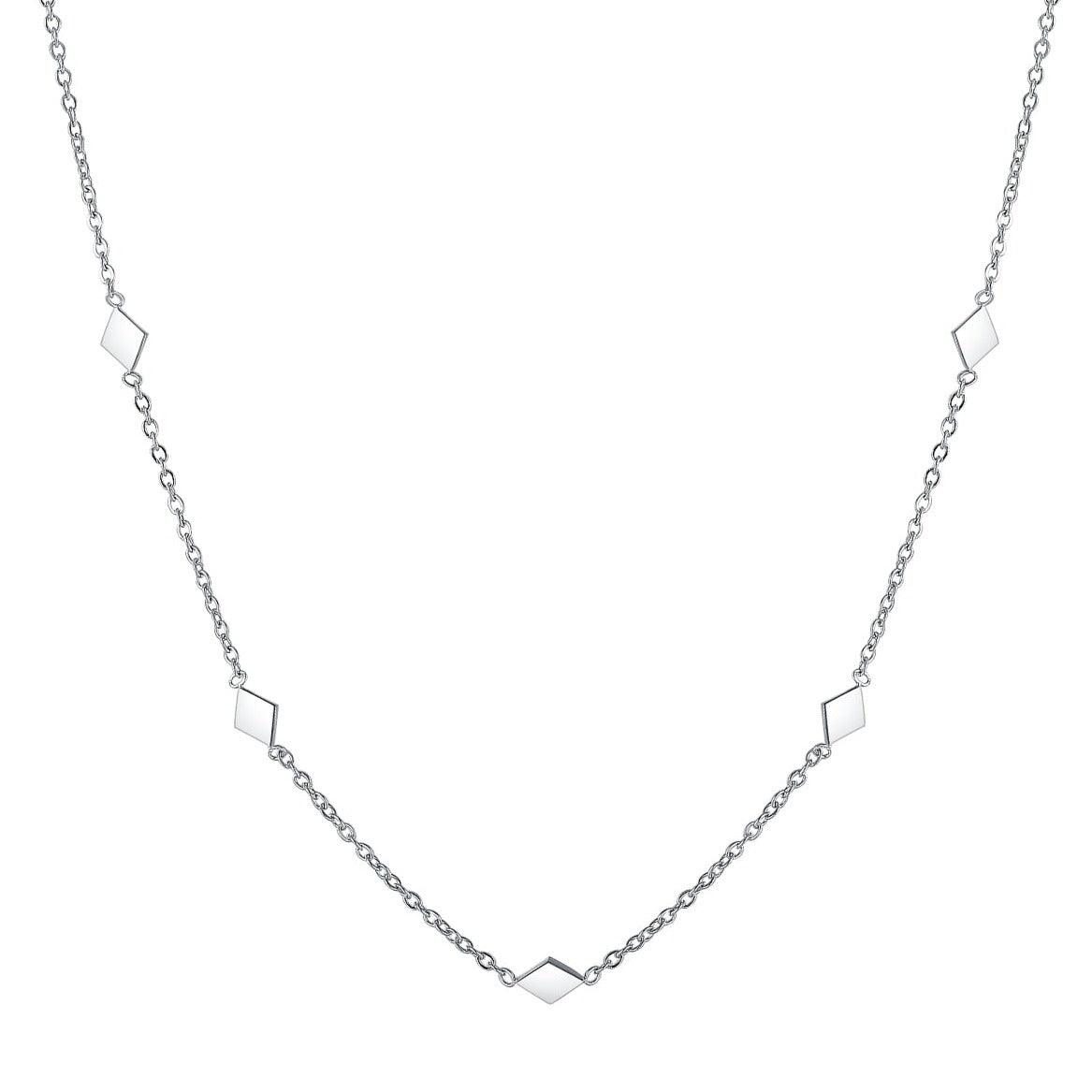 Collar Delicado de Dije Rombo en Plata