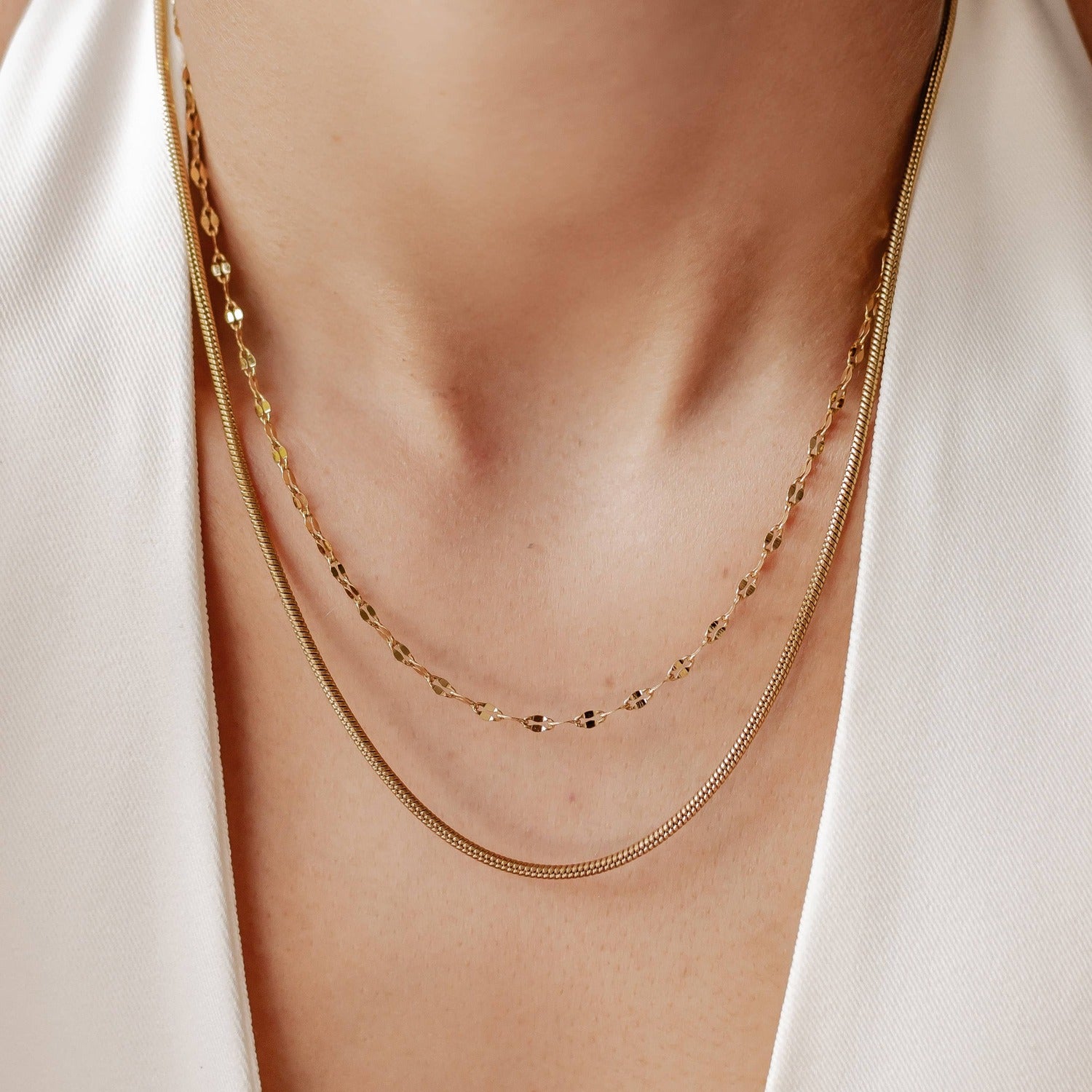 Ensemble de colliers chaîne Rolo et serpent