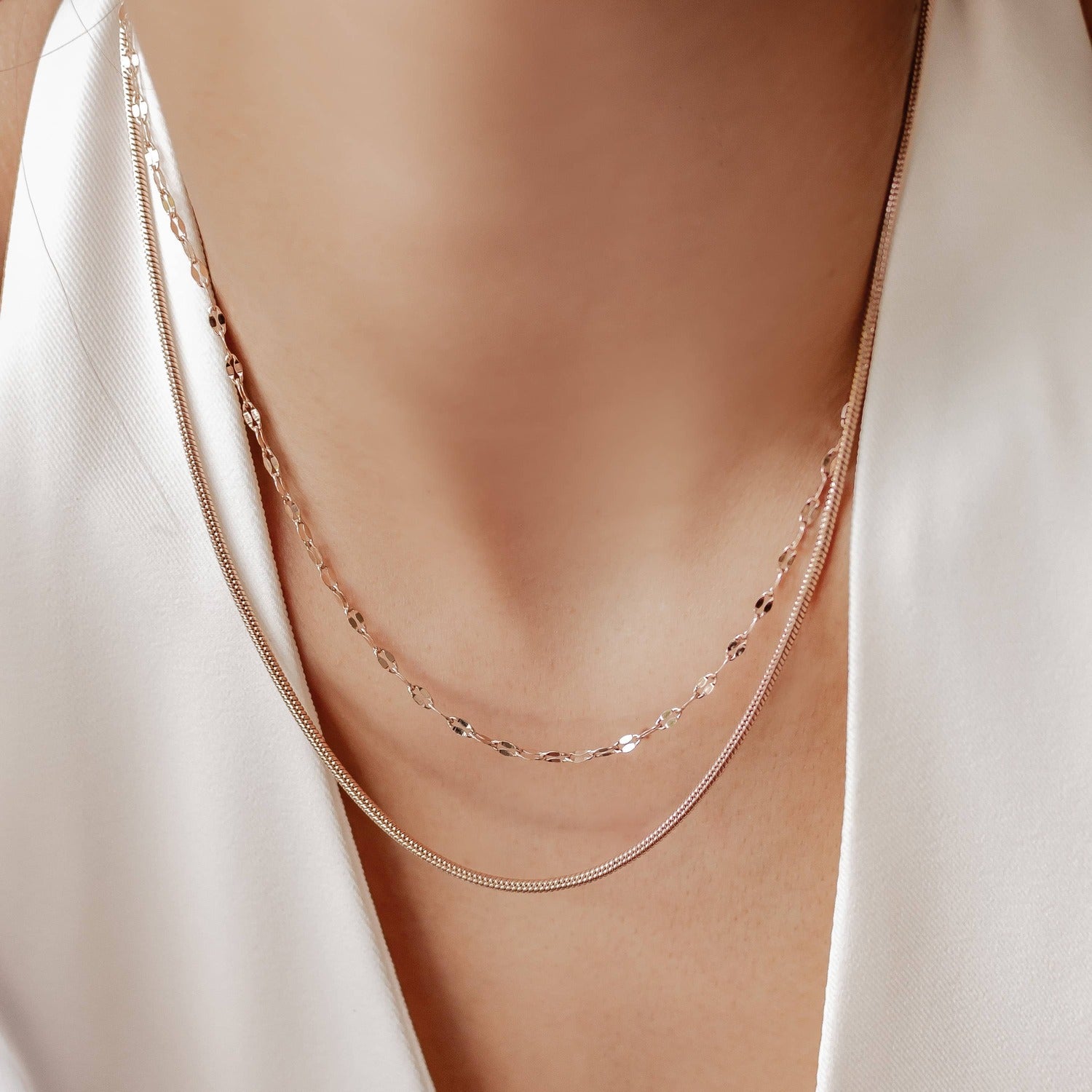 Ensemble de colliers chaîne Rolo et serpent