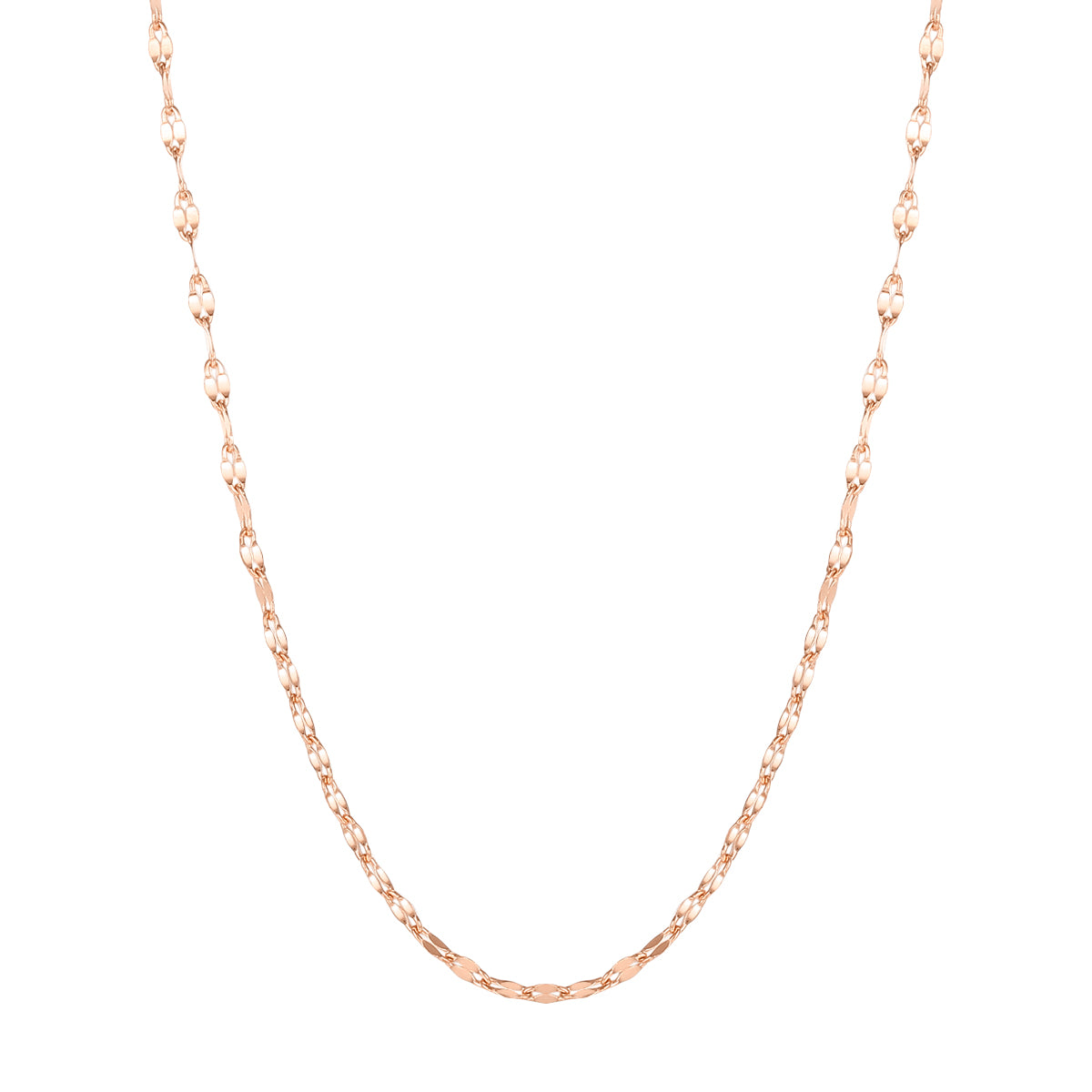 Flattened Rolo Chain Necklace Rose Gold