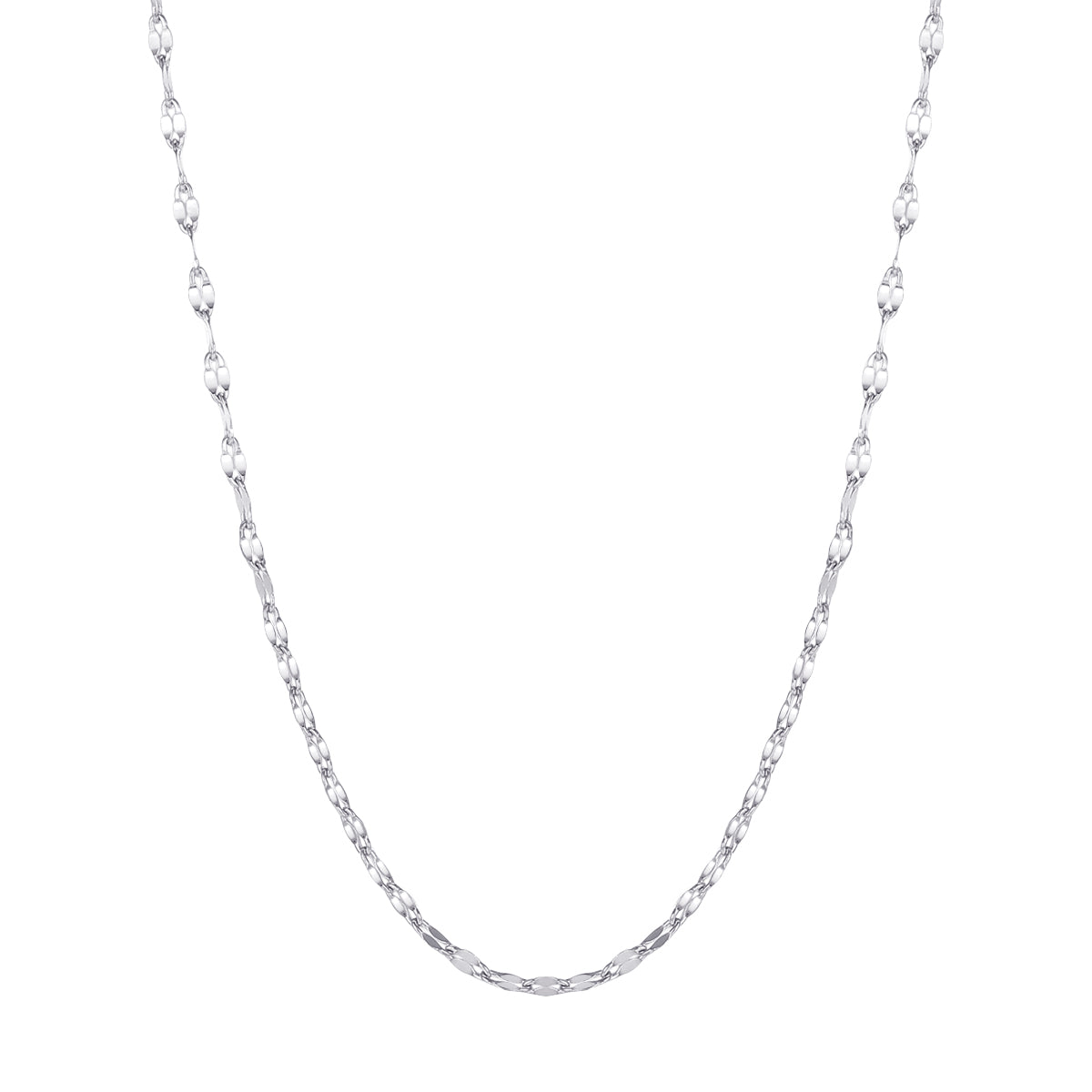 Flattened Rolo Chain Necklace Silver