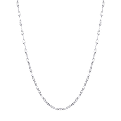Flattened Rolo Chain Necklace Silver