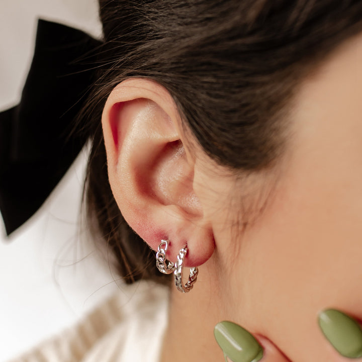 Rope and Chain Earrings Set Sterling Silver