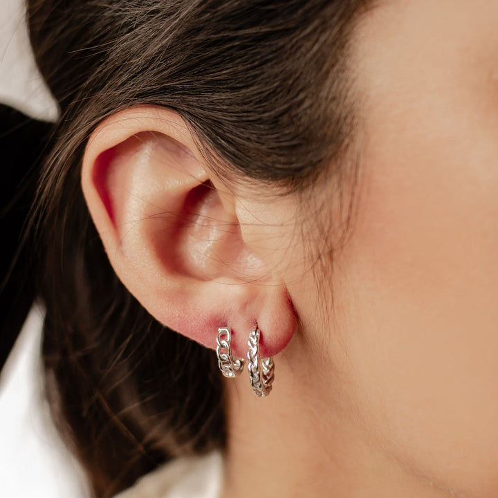 Rope and Chain Earrings Set Sterling Silver