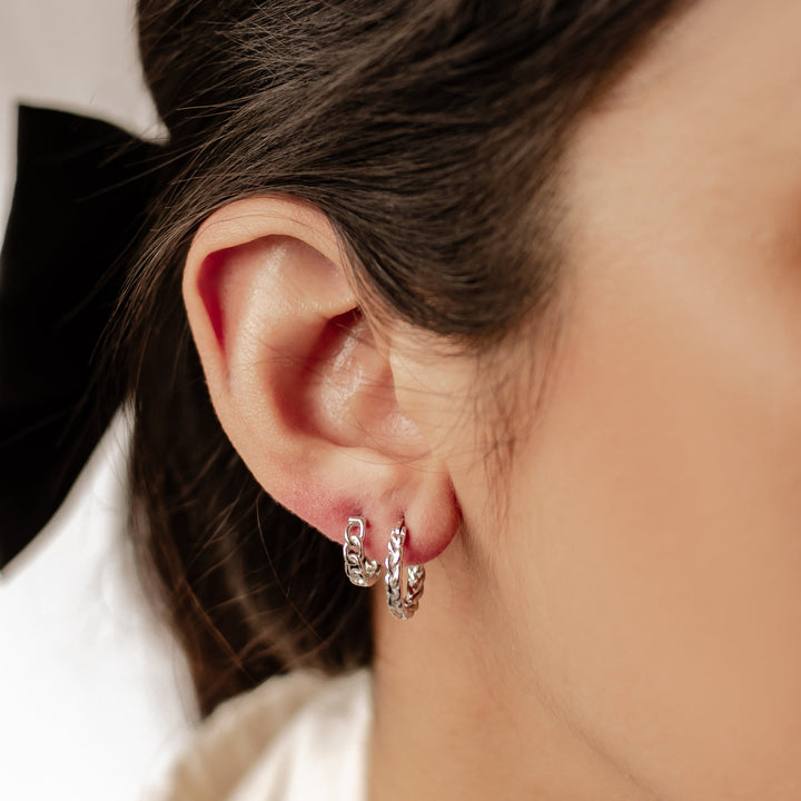 Rope and Chain Earrings Set Sterling Silver