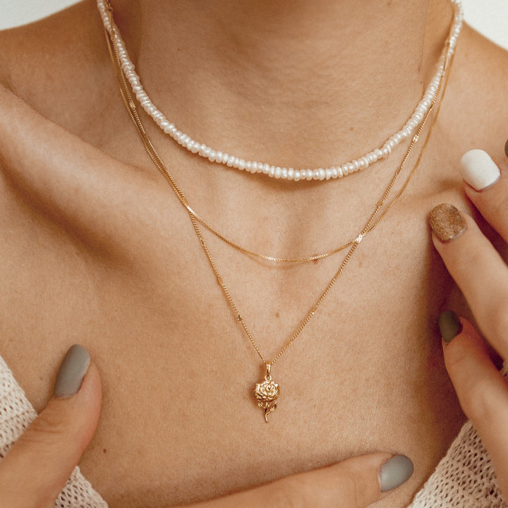 Collier PEndentif Rose Argent Sterling en Or